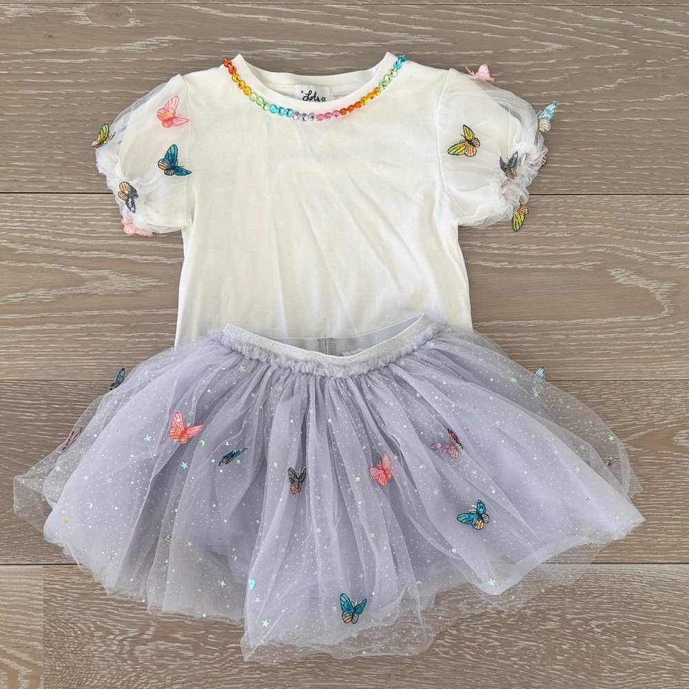 Lola + The Boys White and Purple Butterfly Set